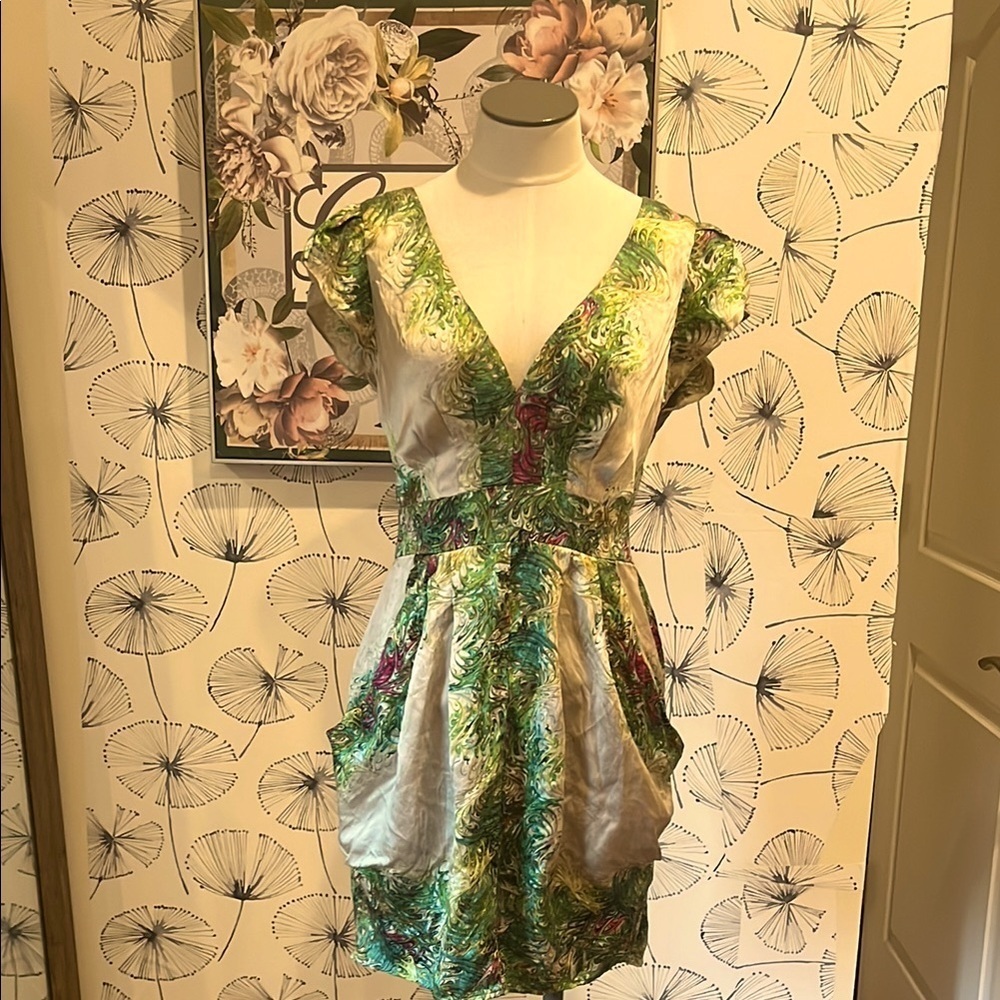 Nannette Lepore  2 Floral Green and White Dress